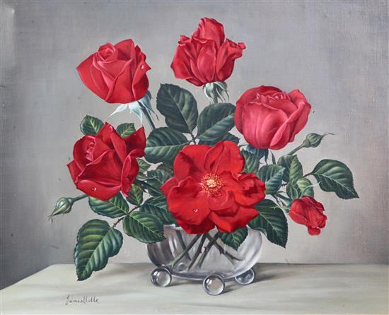 James Noble (1919-1989) Red Roses of Summer 16 x 20in.